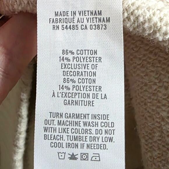 Aerie Down To Earth "CHEERS" Oversized Fleece Crew Sweatshirt Soft Oat XL - Picture 10 of 15